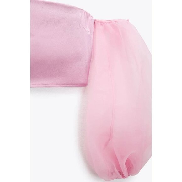 NWOT Zara pink organza crop top, S - Picture 8 of 13